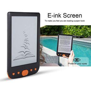 DOINGKING E-Book Reader, E-Ink Ink Screen E-Book Portable Splash Protection for Relaxing(Orange)