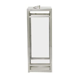 Deco 79 Stainless Steel Pillar Candle Lantern, 11" x 11" x 32", Silver