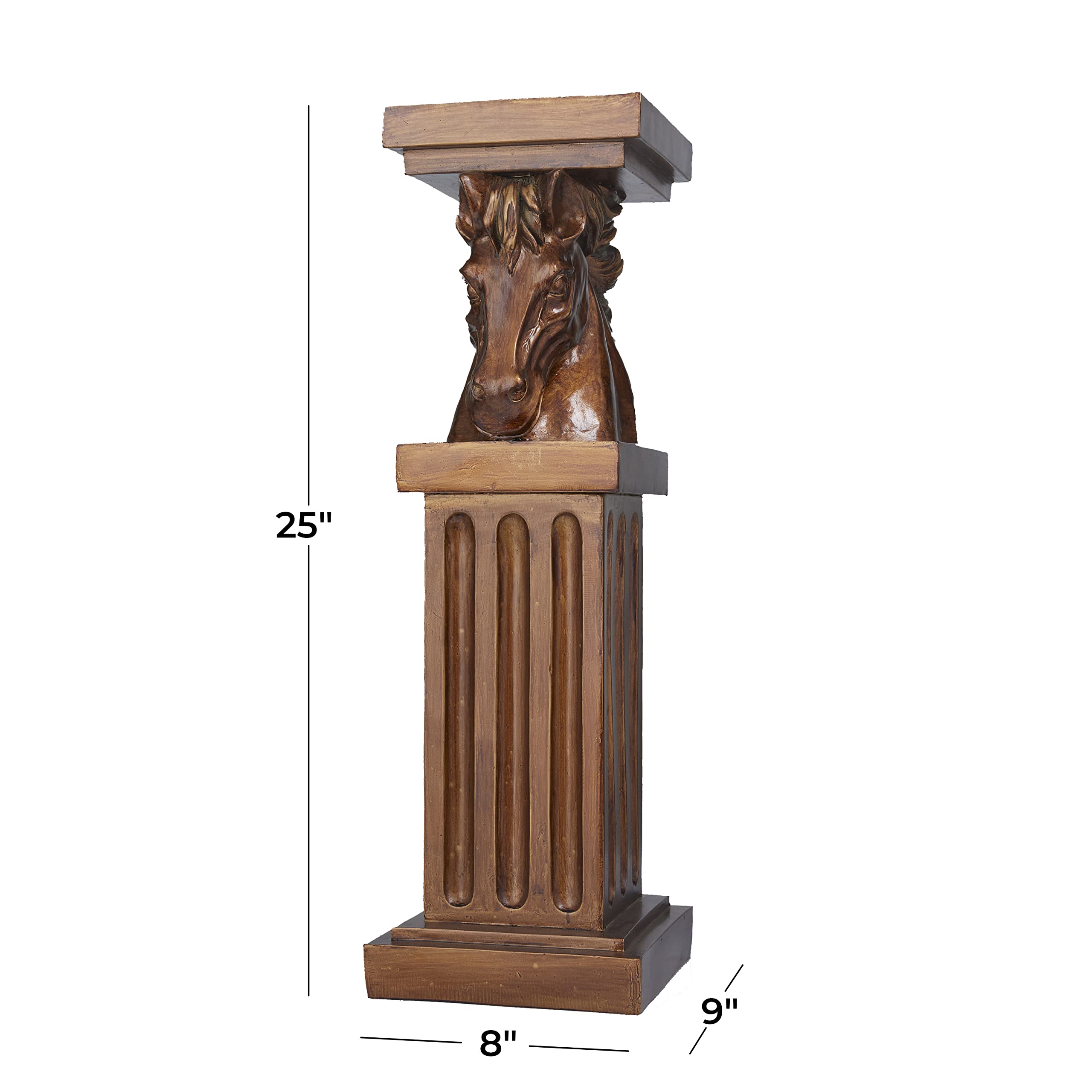 Deco 79 Traditional Polystone Pedestal Table, Large Size, Brown