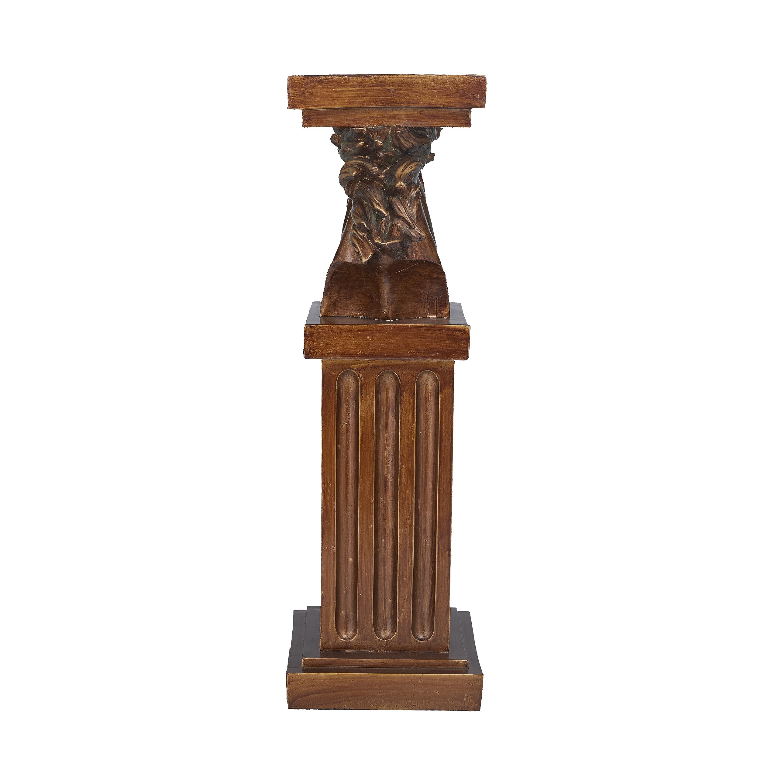 Deco 79 Traditional Polystone Pedestal Table, Large Size, Brown