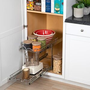 Hold N’ Storage 2 Tier Pull Out Cabinet Organizer – Heavy Duty Metal with 5 Year Limited Warranty -12.5"W x 21"D x 16-1/2"H