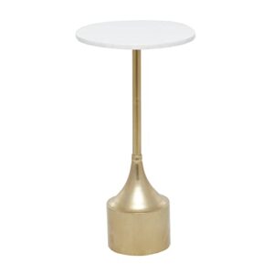 deco 79 metal accent table with marble top, 13" x 13" x 25", gold