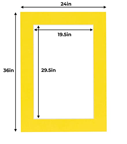 20x30 Mat for 24x36 Frame - Precut Mat Board Acid-Free Yellow 20x30 Photo Matte Made to Fit a 24x36 Picture Frame, Premium Matboard for Family Photos, Show Kits, Art, Picture Framing, Pack of 25 Mats