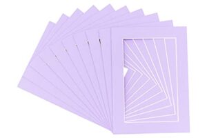 8.5x11 mat for 11x17 frame - precut mat board acid-free light purple 8.5x11 photo matte for a 11x17 picture frame, premium matboard for family photos, show kits, art, picture framing, pack of 100 mats