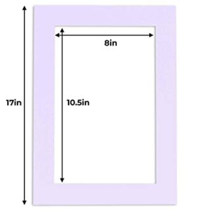 8.5x11 Mat for 11x17 Frame - Precut Mat Board Acid-Free Light Purple 8.5x11 Photo Matte For a 11x17 Picture Frame, Premium Matboard for Family Photos, Show Kits, Art, Picture Framing, Pack of 100 Mats