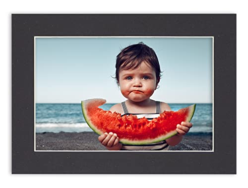 8x12 Mat for 11x14 Frame - Precut Mat Board Acid-Free Black 8x12 Photo Matte Made to Fit a 11x14 Picture Frame, Premium Matboard for Family Photos, Show Kits, Art, Picture Framing, Pack of 10 Mats