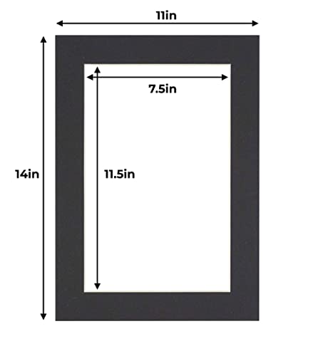 8x12 Mat for 11x14 Frame - Precut Mat Board Acid-Free Black 8x12 Photo Matte Made to Fit a 11x14 Picture Frame, Premium Matboard for Family Photos, Show Kits, Art, Picture Framing, Pack of 10 Mats