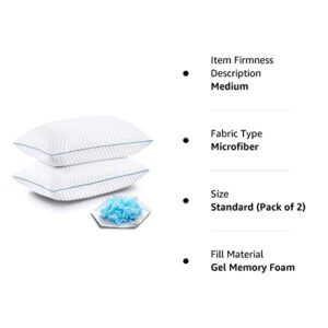 VVZ Shredded Memory Foam Pillows, Bed Pillows for Sleeping 2 Pack Standard Size 20 x 26 Inches, Luxury Hotel Cooling Gel Foam Pillows Set of 2, Adjustable Loft Pillow for Side and Back Sleepers