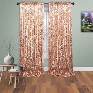 ycc 9ft x 9 ft big payette rose gold big shiny sequin backdrop curtains background for party/christmas/wedding photo booth shimmer wall backdrop cloth