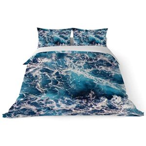 duvet cover sets california king -ocean waves landscape-bedding comforter set breathable setssoft microfiber 3 pcs
