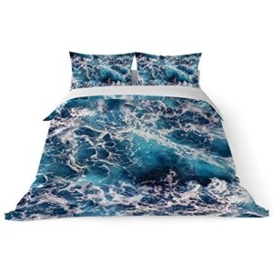 Duvet Cover Sets California King -Ocean Waves Landscape-Bedding Comforter Set Breathable SetsSoft Microfiber 3 Pcs