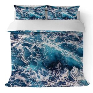 Duvet Cover Sets California King -Ocean Waves Landscape-Bedding Comforter Set Breathable SetsSoft Microfiber 3 Pcs