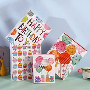 OfficeCastle 4 Pack Large Birthday Gift Bags with Tissue Paper (Rainbow Polka Dots)