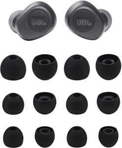 alxcd ear tips compatible with jbl vibe 100 tws in-ear headphones, 6 pairs s/m/l sizes replacement soft silicone earbud tips eartips, compatible with jbl vibe 100 tws，black