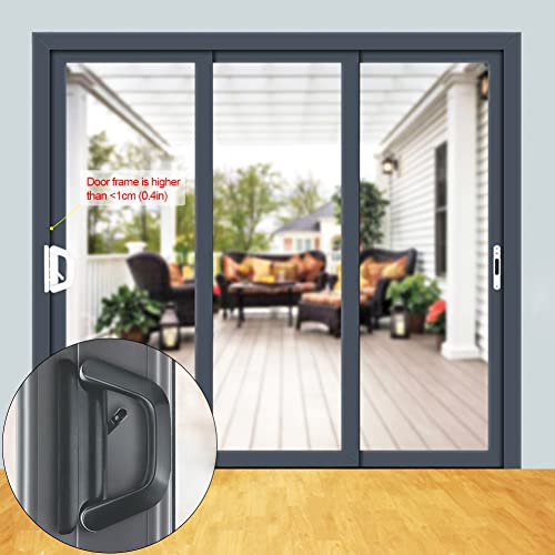 Sliding Patio Door Handle Set with Mortise Lock, Suitable for Sliding Glass Patio Door Thickness from 0.75in to 1.4in, 4-15/16" Screw Holes, Lock Outside, Reversible Design, Non-Keyed, White