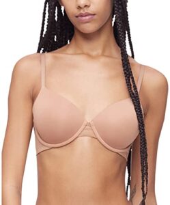 calvin klein women's perfectly fit flex lightly lined perfect coverage t-shirt bra, sandalwood, 36dd