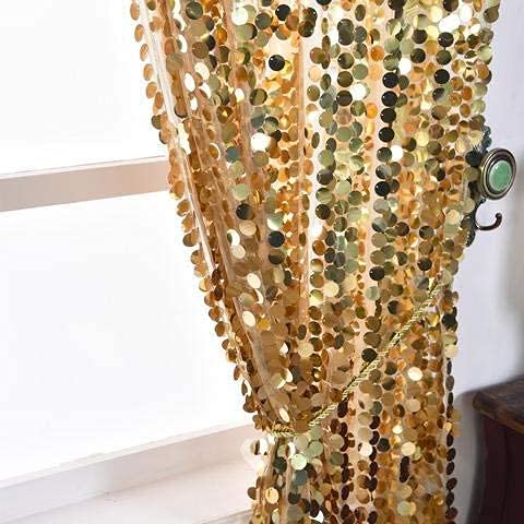 YCC 9FT x 9 FT Gold Big Payette Sequin Curtains with Rod Pocket Panels Curtain