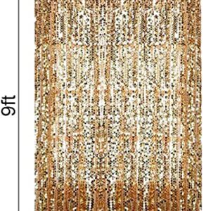 YCC 9FT x 9 FT Gold Big Payette Sequin Curtains with Rod Pocket Panels Curtain