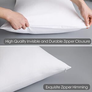 Standard Size Pillow Protectors Set of 2, 100% Egyptian Cotton Bed Pillow Cases with Zipper, 600 Thread Count Cooling Pillow Cases Quiet and Breathable Easy Care(2 Pack, White)