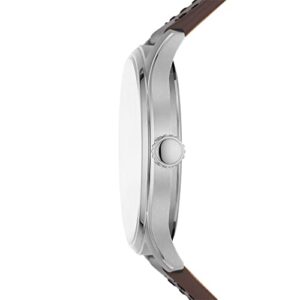 Fossil Men's Dayliner Quartz Stainless Steel and Leather Three-Hand Watch, Color: Silver, Brown (Model: FS5927)