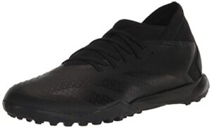 adidas unisex predator accuracy.3 turf soccer shoe, black/black/white, 9 us men