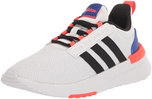 adidas baby racer tr21 running shoe, white/black/lucid blue, 6 us unisex infant