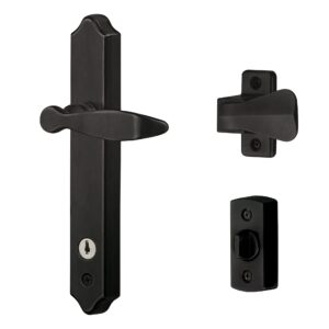 ideal security door lever with deadbolt lock for out-swinging doors, matte black