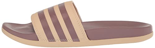 adidas Women's Adilette Comfort Slides Sandal, Sand Strata/Wonder Oxide/Sand Strata, 8