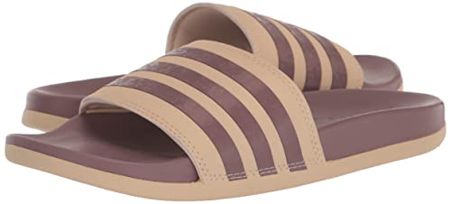 adidas Women's Adilette Comfort Slides Sandal, Sand Strata/Wonder Oxide/Sand Strata, 8