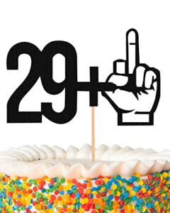 myamped 29+1 cake topper - glitter black 30th birthday cake decorations, perfect for thirty birthday party, 30th anniversary or 30 fabulous