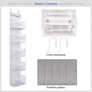 Fixwal 5-Shelf Over The Door Hanging Pantry Organizer, Room Organizer with Clear Plastic Pockets, 25lb Ultra Sturdy & Large Capacity for Closet, Bedroom, Nursery, Bathroom and Sundries