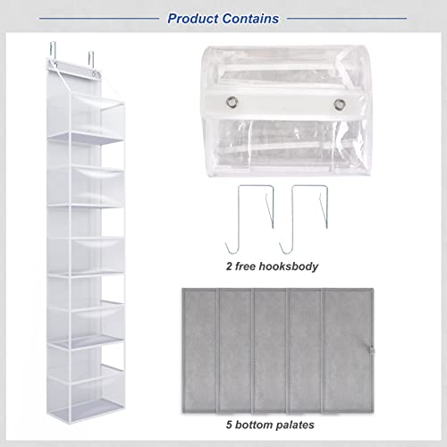 Fixwal 5-Shelf Over The Door Hanging Pantry Organizer, Room Organizer with Clear Plastic Pockets, 25lb Ultra Sturdy & Large Capacity for Closet, Bedroom, Nursery, Bathroom and Sundries