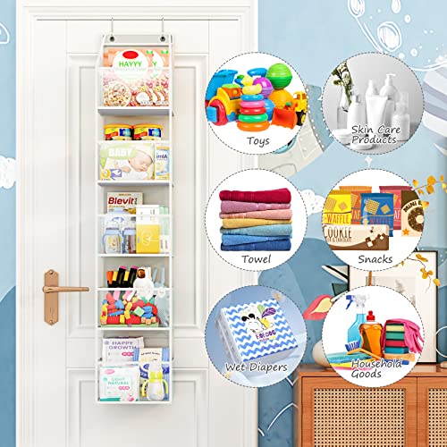 Fixwal 5-Shelf Over The Door Hanging Pantry Organizer, Room Organizer with Clear Plastic Pockets, 25lb Ultra Sturdy & Large Capacity for Closet, Bedroom, Nursery, Bathroom and Sundries