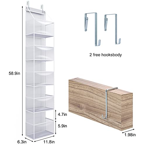 Fixwal 5-Shelf Over The Door Hanging Pantry Organizer, Room Organizer with Clear Plastic Pockets, 25lb Ultra Sturdy & Large Capacity for Closet, Bedroom, Nursery, Bathroom and Sundries