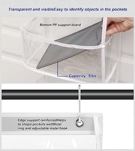 Fixwal 5-Shelf Over The Door Hanging Pantry Organizer, Room Organizer with Clear Plastic Pockets, 25lb Ultra Sturdy & Large Capacity for Closet, Bedroom, Nursery, Bathroom and Sundries