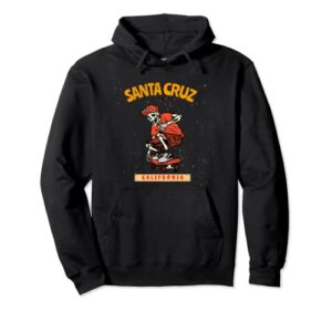 vintage santa cruz california skeleton skateboarder pullover hoodie