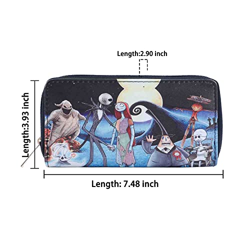 G-Ahora Nightmare Before Christmas Leather Wallet Jack Skellington All Over Print Faux Leather Wallet (WC Jack Skellington D)