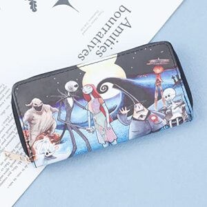 G-Ahora Nightmare Before Christmas Leather Wallet Jack Skellington All Over Print Faux Leather Wallet (WC Jack Skellington D)