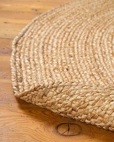 Agro Richer Farmhouse Rugs for Living Natural Jute Area Rug Hand Braided Oval Rugs for Bedroom, Kitchen, Living Room Rug Carpet (4x6 Square Feet, Beige)