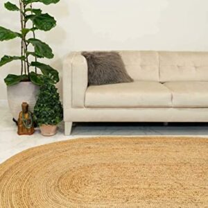 Agro Richer Farmhouse Rugs for Living Natural Jute Area Rug Hand Braided Oval Rugs for Bedroom, Kitchen, Living Room Rug Carpet (4x6 Square Feet, Beige)