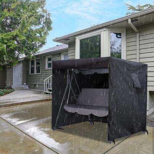 RedSwing Outdoor Patio Swing Cover 3 Seater Waterproof&Sunshade, 3 Triple Seater Hammock Swing Glider Canopy Cover for Garden, Black