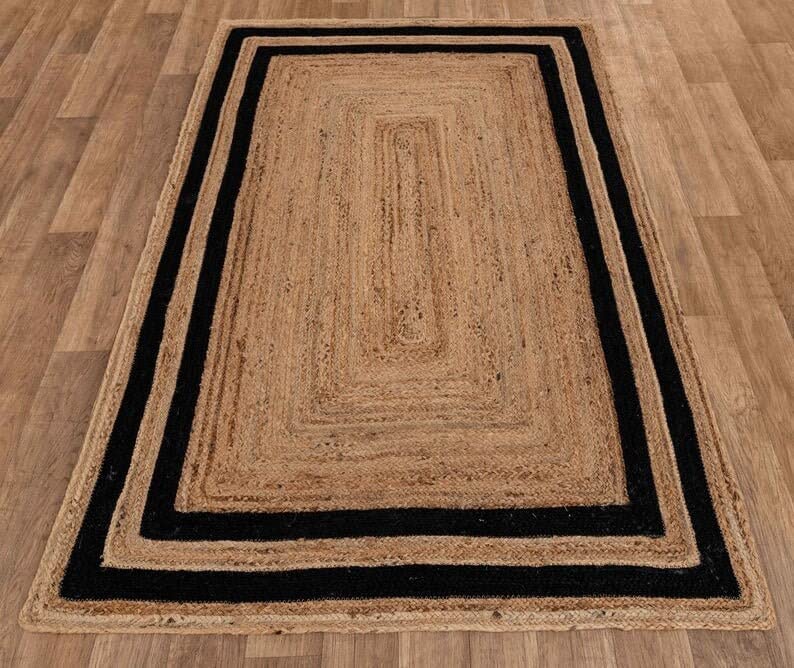 Floor Rugs Handmade Eco Jute Rug Rectangle Rug Indian Handwoven Jute Rug Ribbed Rugs Square Indian Braided by The Rug CAFÉ (4 x 6 Ft. Area Rugs)