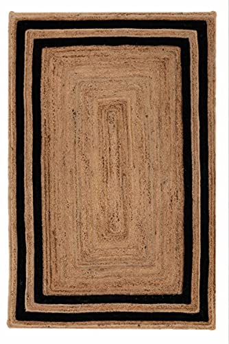 Floor Rugs Handmade Eco Jute Rug Rectangle Rug Indian Handwoven Jute Rug Ribbed Rugs Square Indian Braided by The Rug CAFÉ (4 x 6 Ft. Area Rugs)