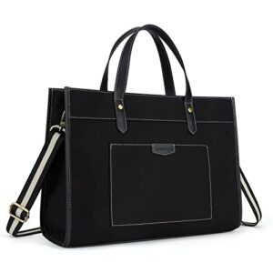 missnine laptop tote bag canvas laptop bag 15.6 inch work shoulder bags casual briefcase handbag for travel, office, college
