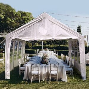 YITAHOME 10x20ft Party Tent Heavy Duty Outdoor Wedding Tent Canopy Event Shelters Upgraded Galvanized Steel Carport with Removable Sidewall Windows for Commercial and Parties, White