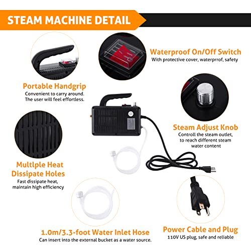 High Pressure Steam Cleaner, WICHEMI Handheld High Temperature Steamer 1700W Multifunction Portable Electric Steam Cleaning Machine for Kitchen Bathroom Cleaning Floor Car Detailing