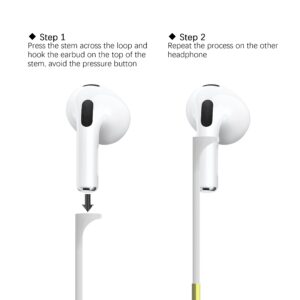 cobcobb SAFTEE Wireless Earbuds Anti-Lost Strap Magnetic Cord for Stemmed Wireless Headphone Airpods 3rd 2nd Generation Pro 2 1 TOZO Bose JBL Beats Skullcandy Samsung(White 2Pack)