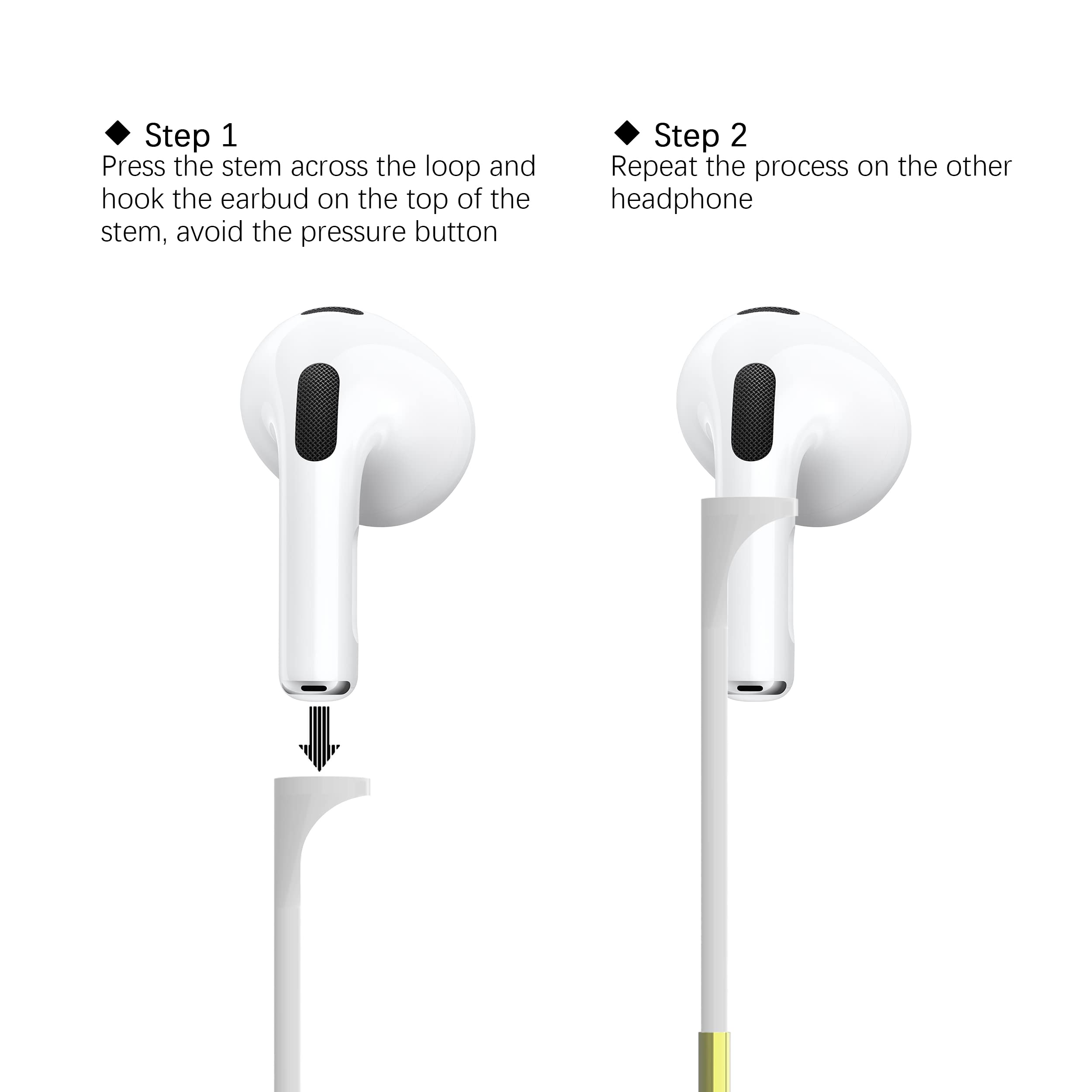 cobcobb SAFTEE Wireless Earbuds Anti-Lost Strap Magnetic Cord for Stemmed Wireless Headphone Airpods 3rd 2nd Generation Pro 2 1 TOZO Bose JBL Beats Skullcandy Samsung(White 2Pack)