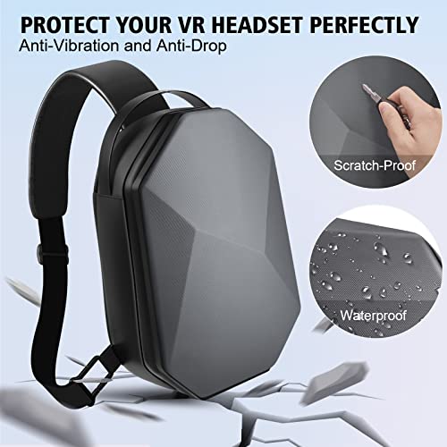 TOENNESEN Hard Carrying Case for Meta Quest Pro/Oculus Quest 2, Carry Case Compatible with Head Strap with Battery, VR Gaming Accessories, Touch Controller, Fashion Design for Travel and Storage