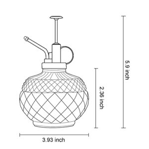 OFFIDIX Glass Plant Mister, 300ML Vintage Glass Spray Bottle, Plant Spritzer Small Watering Can with Plastic Top Pump,Plant Spray Bottle for Garden, Plants, Cleaning (Brown)
